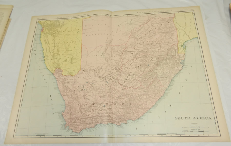 1908 Rand McNally MAP of SOUTH AFRICA/Huge 20.5x28