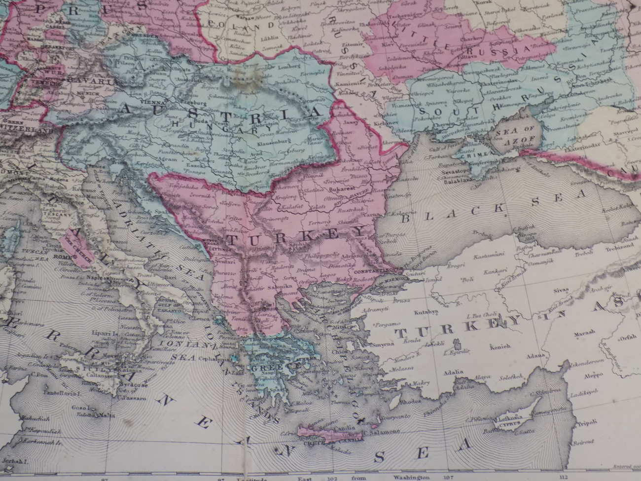 1864 Antique COLOR Map//EUROPE | eBay